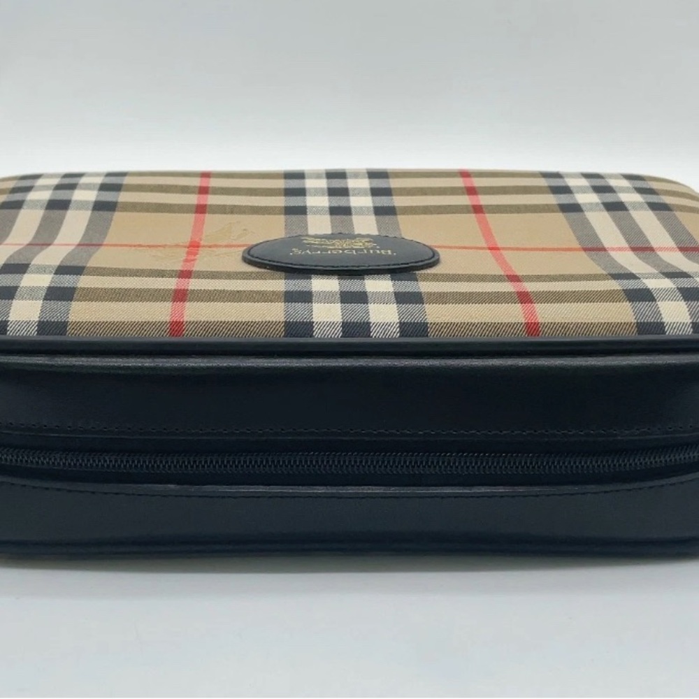 Burberrys Nova Check Canvas Leather Beige x Black Shoulder Bag - Picture 3 of 8